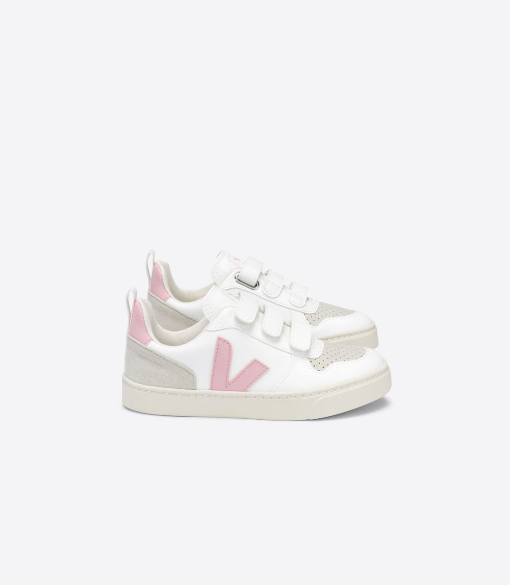 Tenis Veja Niños - V-10 Velcro Cwl - Blancos/Rosas - 591WQLHYO